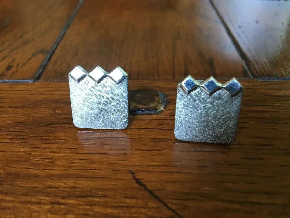 Vtg Silvertone Square and Diamond Shape Cufflinks, Patented